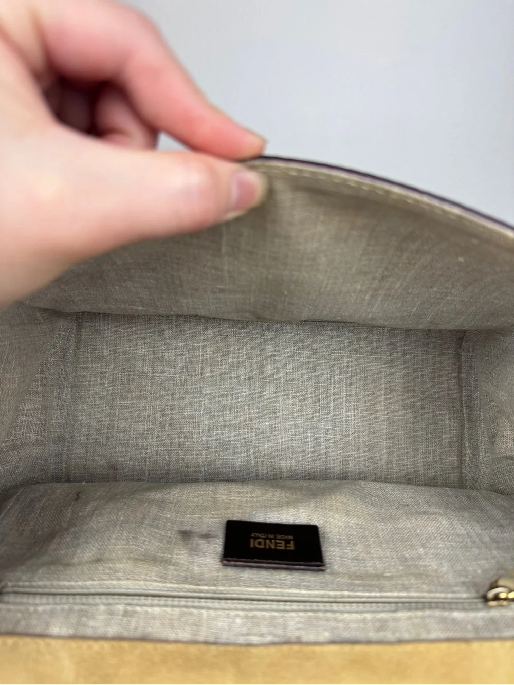 Fendi pequin silvana Leather Top-Handle Satchel in Plum and Taupe